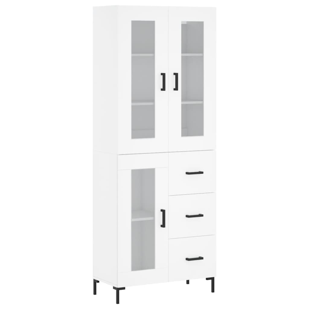 Highboard White 69.5x34x180 cm Engineered Wood