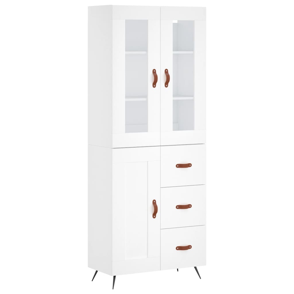 Highboard White 69.5x34x180 cm Engineered Wood