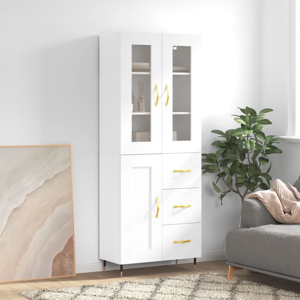 Highboard White 69.5x34x180 cm Engineered Wood
