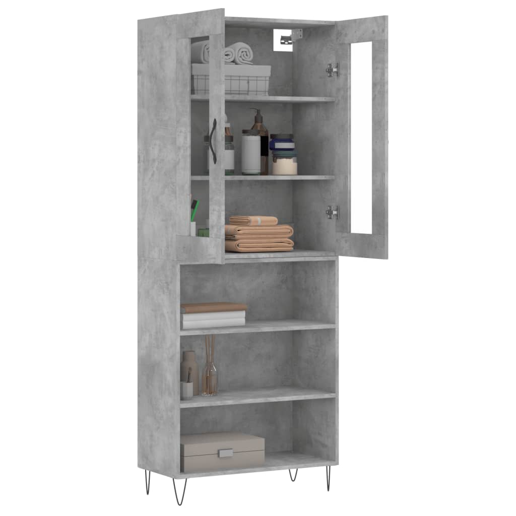 Highboard Concrete Grey 69.5x34x180 cm Engineered Wood