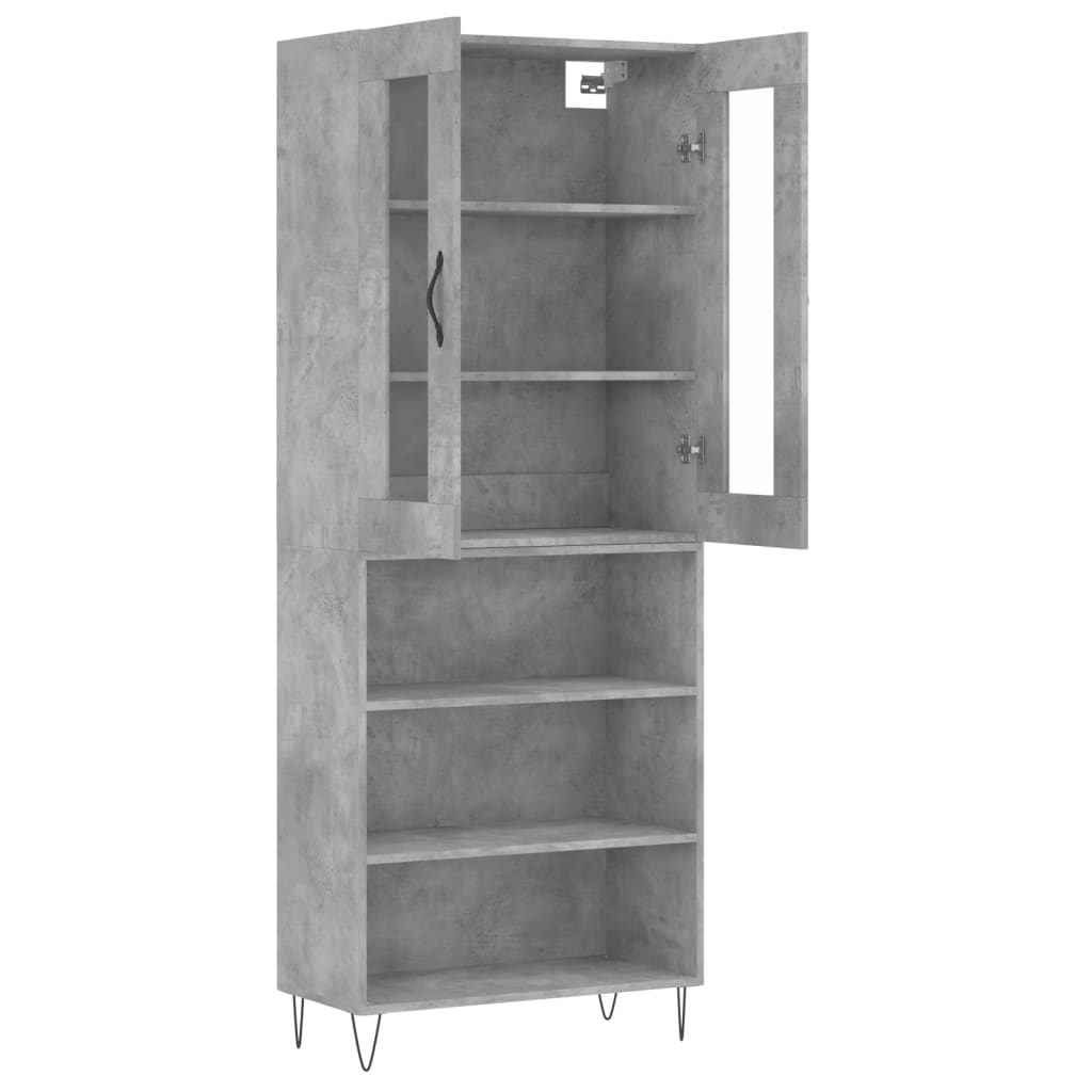 Highboard Concrete Grey 69.5x34x180 cm Engineered Wood