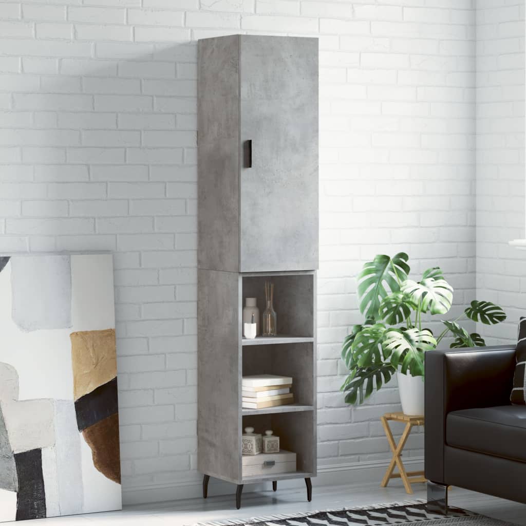 Highboard Concrete Grey 34.5x34x180 cm Engineered Wood
