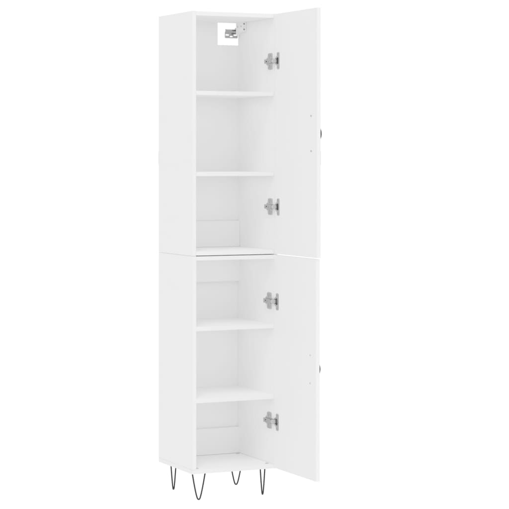Highboard White 34.5x34x180 cm Engineered Wood