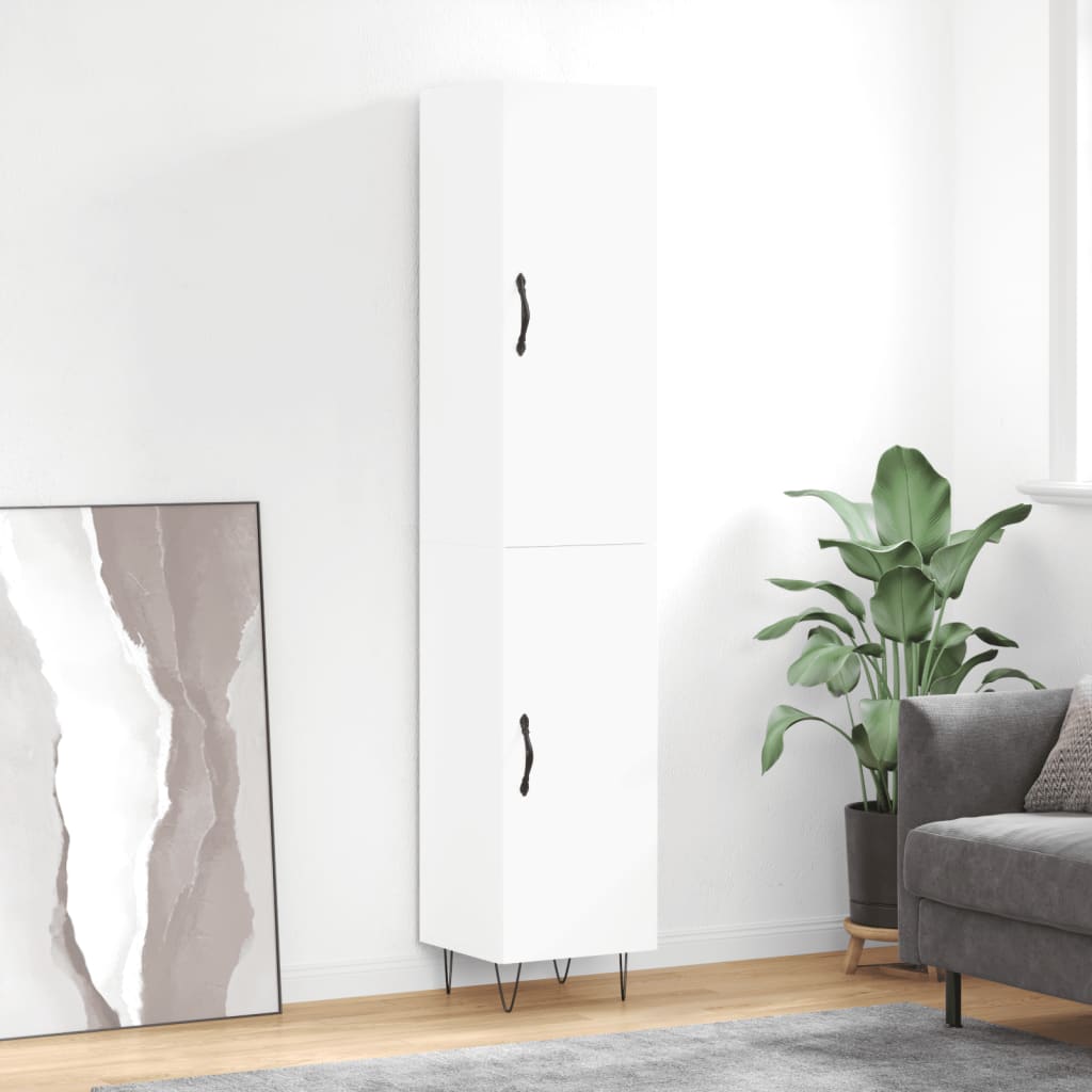 Highboard White 34.5x34x180 cm Engineered Wood