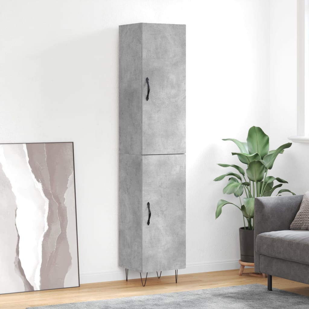 Highboard Concrete Grey 34.5x34x180 cm Engineered Wood