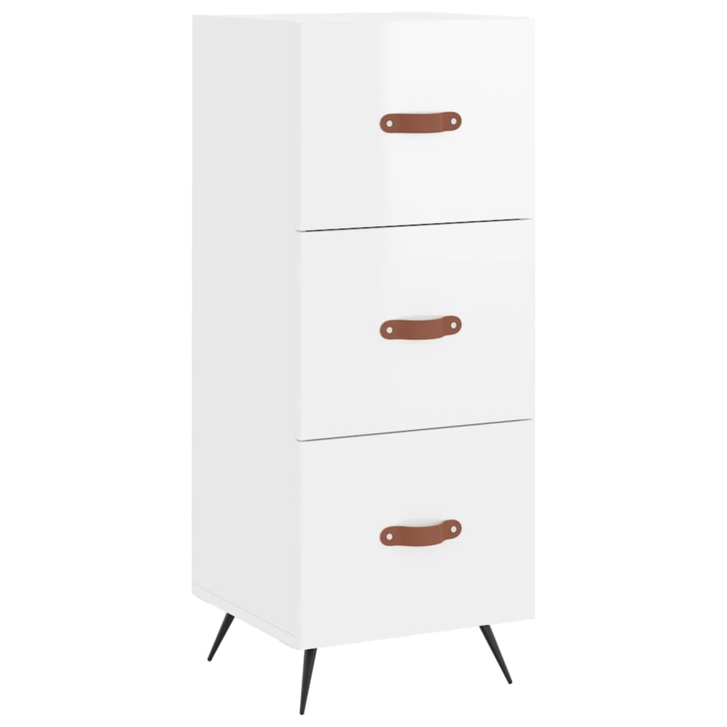 Highboard High Gloss White 34.5x34x180 cm Engineered Wood