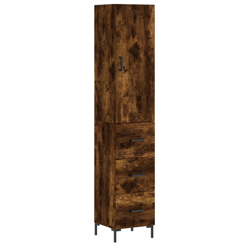 Highboard Smoked Oak 34.5x34x180 cm Engineered Wood
