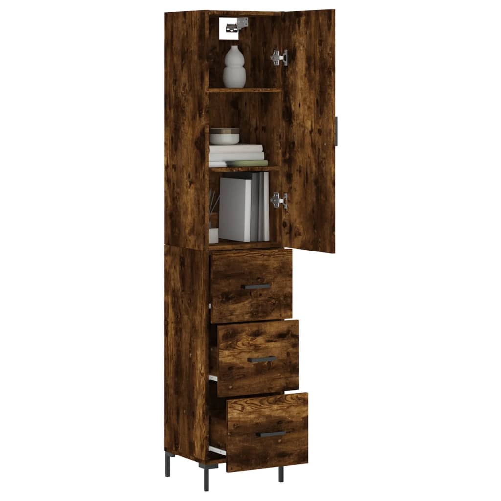 Highboard Smoked Oak 34.5x34x180 cm Engineered Wood
