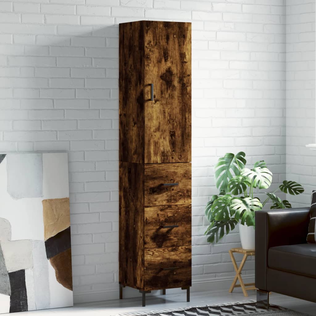 Highboard Smoked Oak 34.5x34x180 cm Engineered Wood