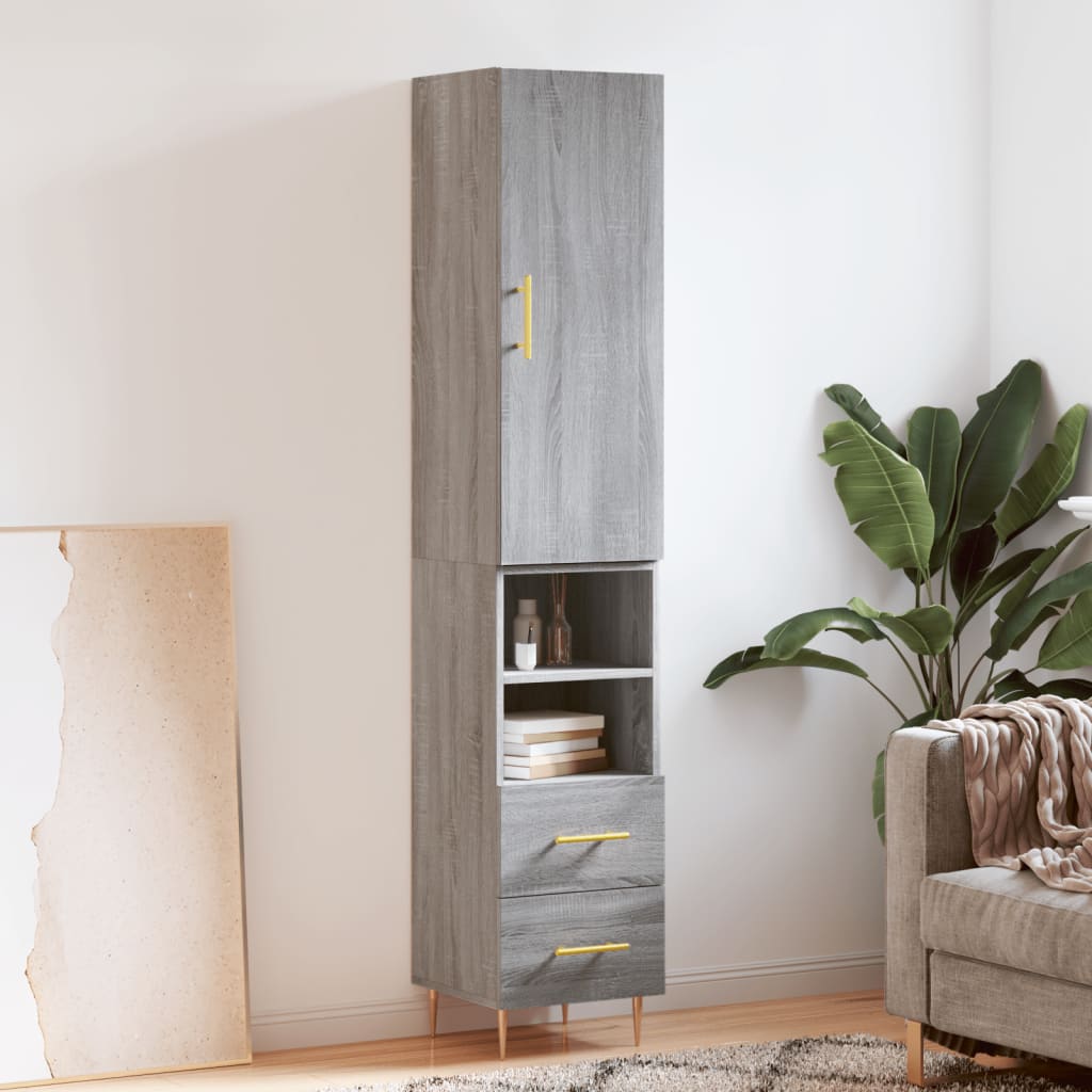 Highboard Grey Sonoma 34.5x34x180 cm Engineered Wood