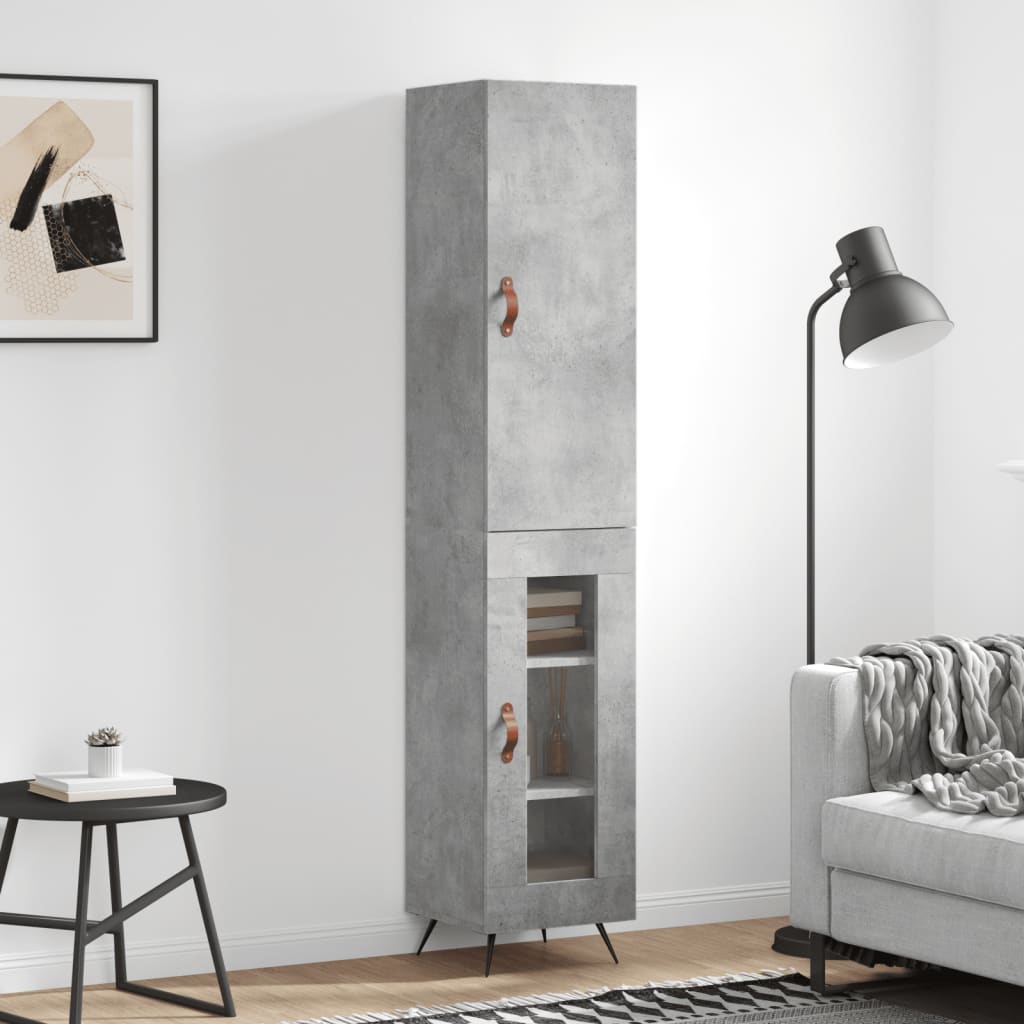 Highboard Concrete Grey 34.5x34x180 cm Engineered Wood