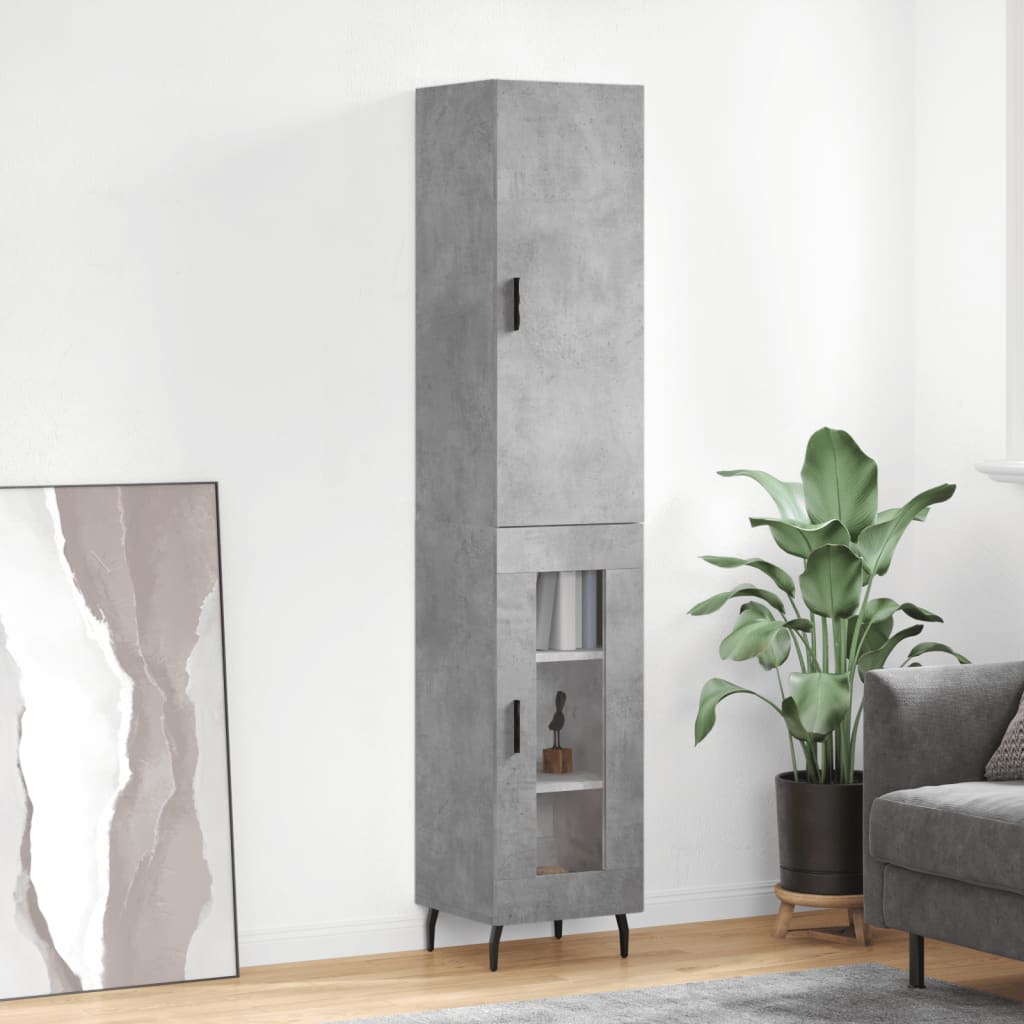 Highboard Concrete Grey 34.5x34x180 cm Engineered Wood