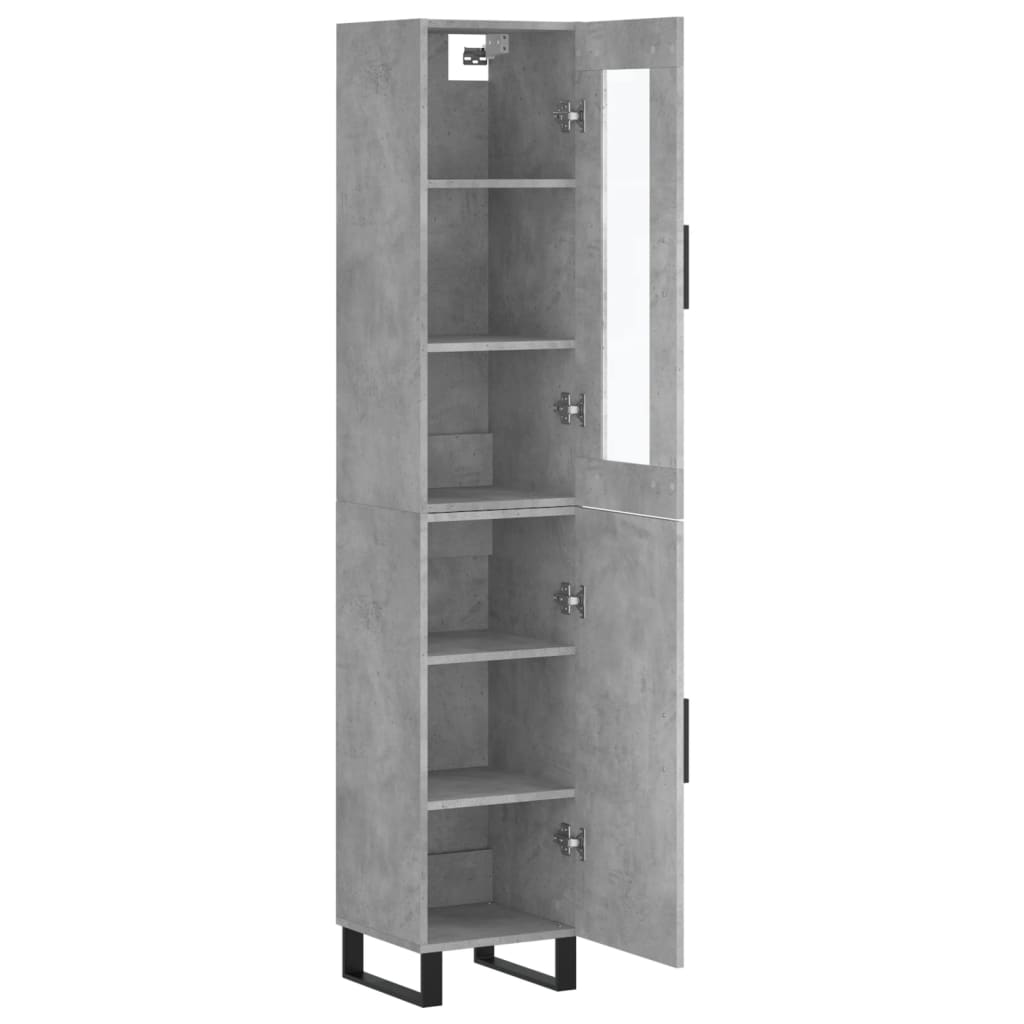 Highboard Concrete Grey 34.5x34x180 cm Engineered Wood
