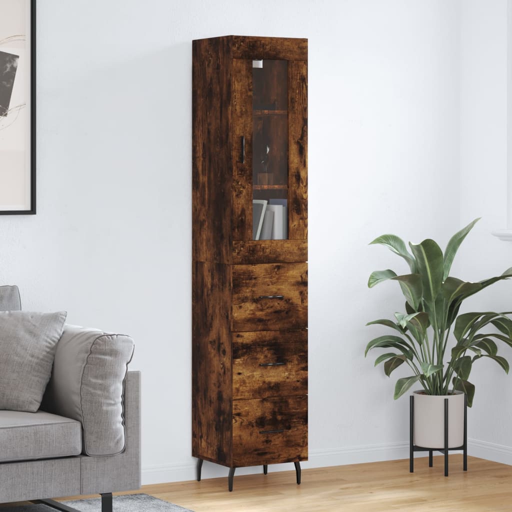 Highboard Smoked Oak 34.5x34x180 cm Engineered Wood