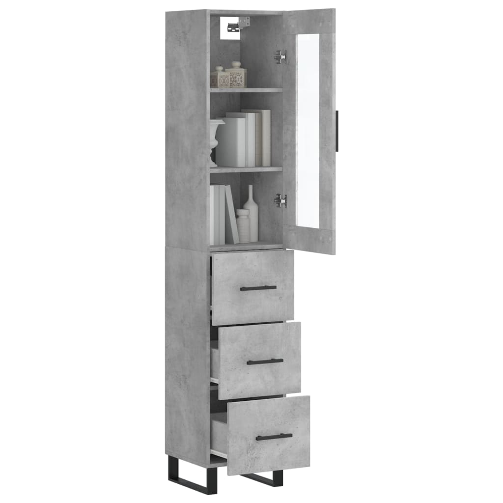 Highboard Concrete Grey 34.5x34x180 cm Engineered Wood