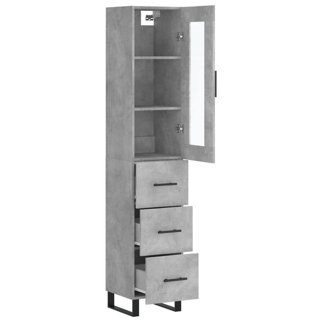 Highboard Concrete Grey 34.5x34x180 cm Engineered Wood