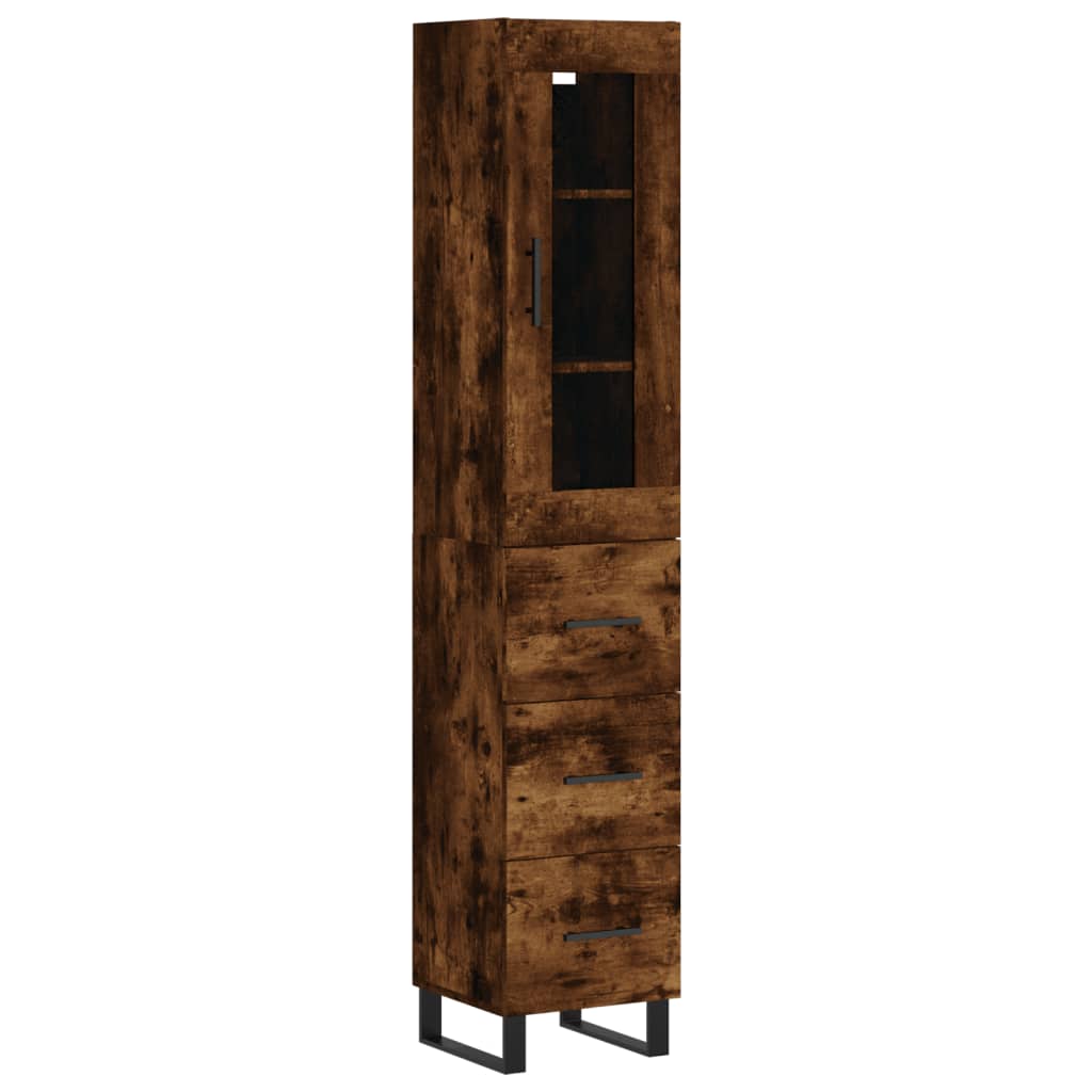 Highboard Smoked Oak 34.5x34x180 cm Engineered Wood