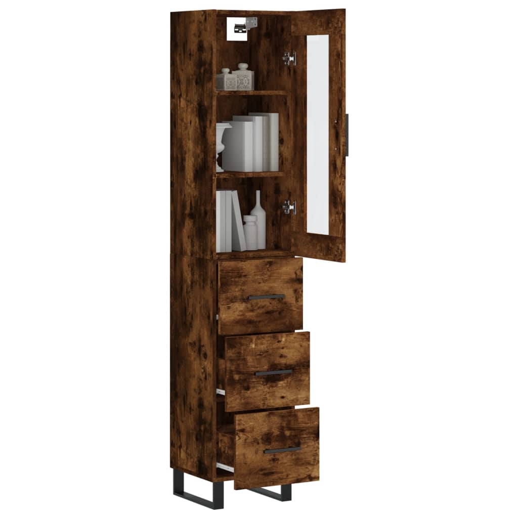 Highboard Smoked Oak 34.5x34x180 cm Engineered Wood