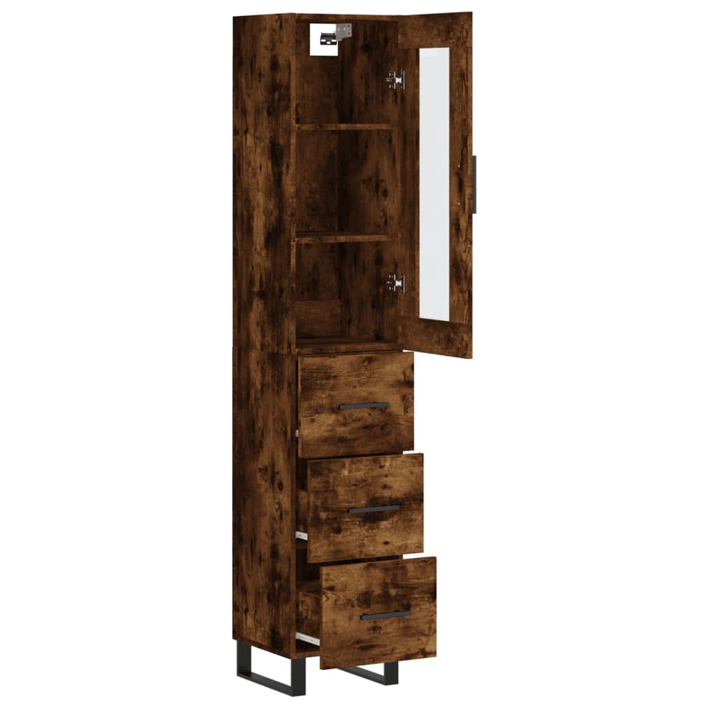 Highboard Smoked Oak 34.5x34x180 cm Engineered Wood
