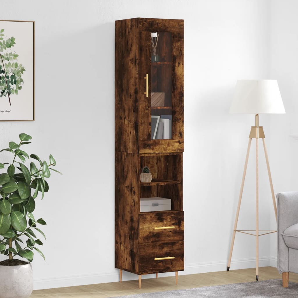 Highboard Smoked Oak 34.5x34x180 cm Engineered Wood