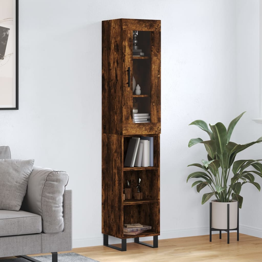 Highboard Smoked Oak 34.5x34x180 cm Engineered Wood