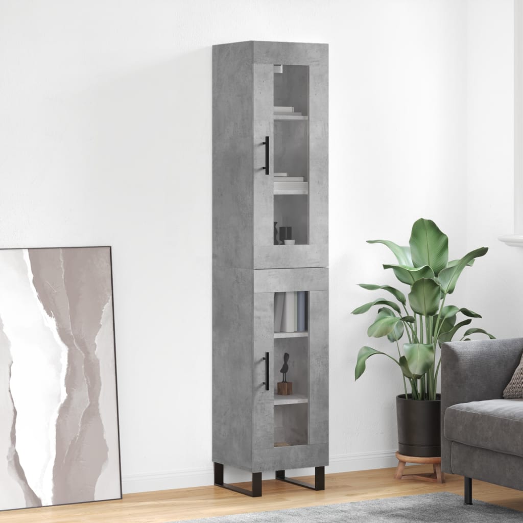 Highboard Concrete Grey 34.5x34x180 cm Engineered Wood
