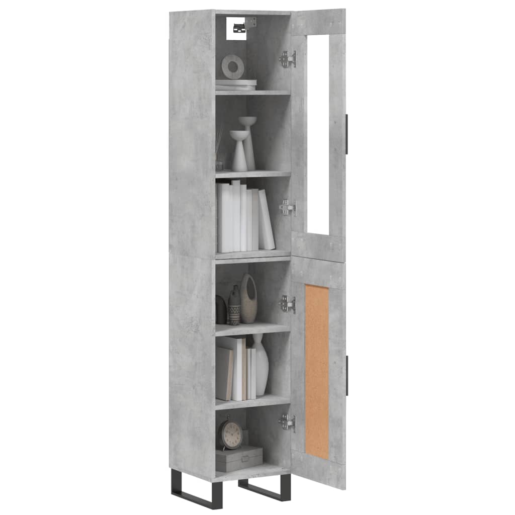 Highboard Concrete Grey 34.5x34x180 cm Engineered Wood