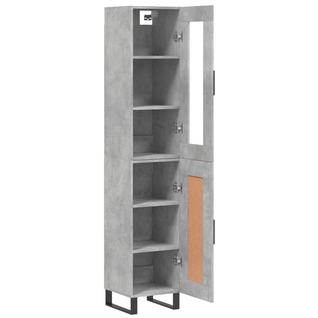 Highboard Concrete Grey 34.5x34x180 cm Engineered Wood