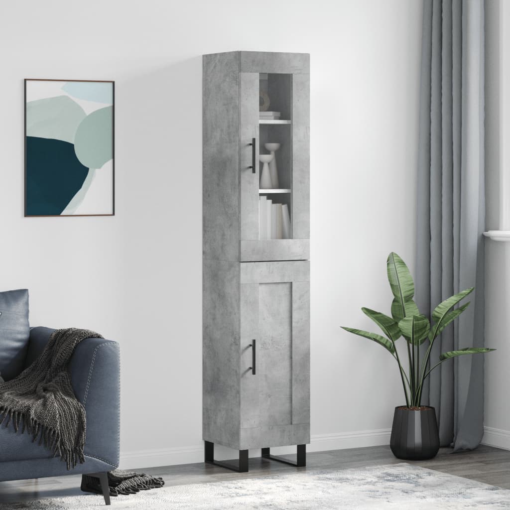 Highboard Concrete Grey 34.5x34x180 cm Engineered Wood