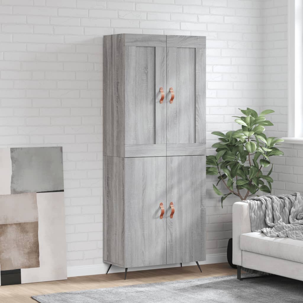 Highboard Grey Sonoma 69.5x34x180 cm Engineered Wood