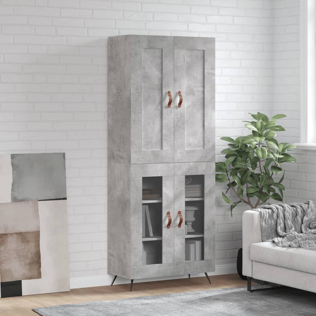 Highboard Concrete Grey 69.5x34x180 cm Engineered Wood