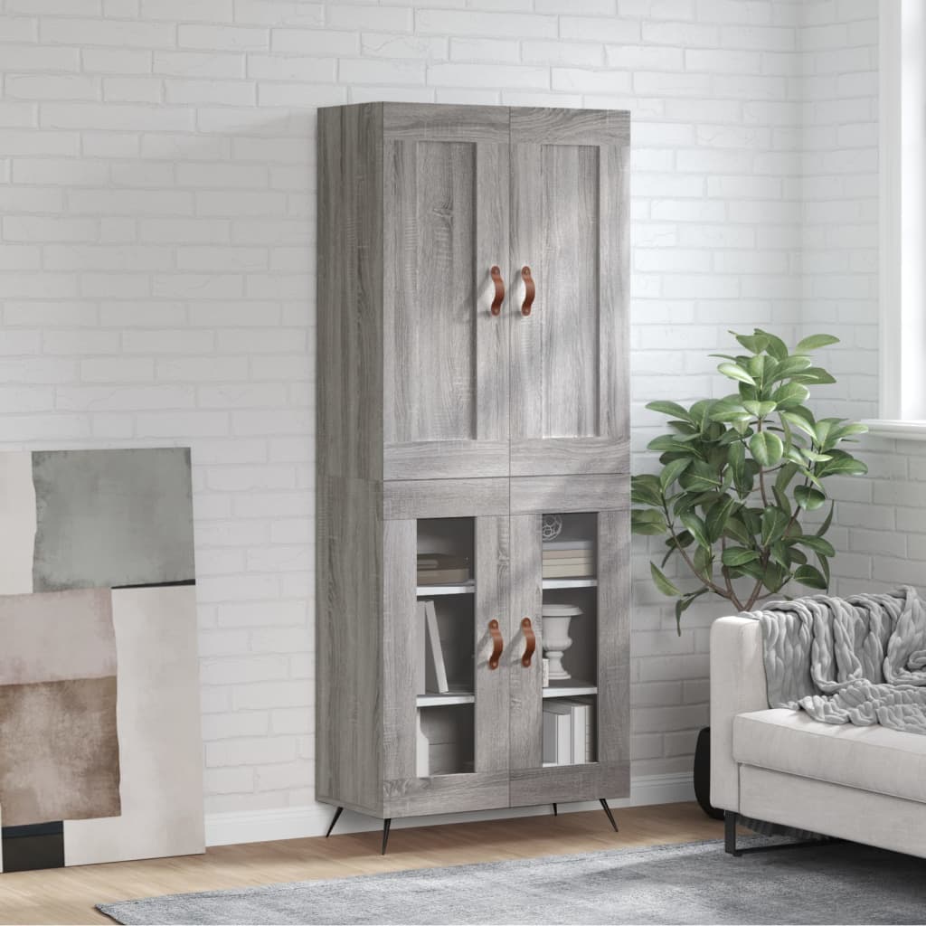 Highboard Grey Sonoma 69.5x34x180 cm Engineered Wood