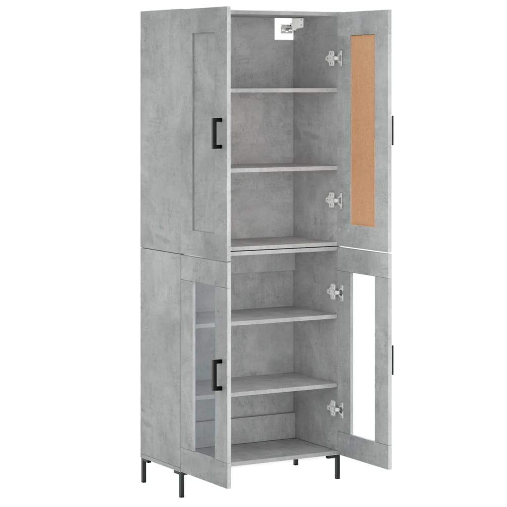 Highboard Concrete Grey 69.5x34x180 cm Engineered Wood
