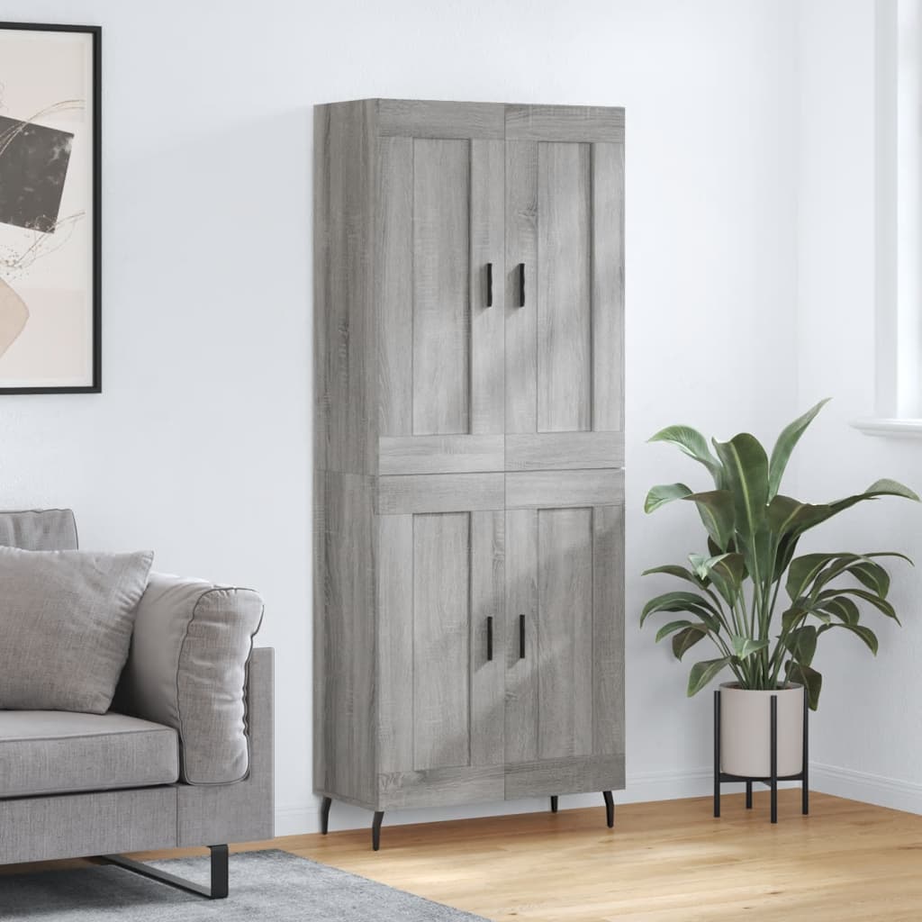 Highboard Grey Sonoma 69.5x34x180 cm Engineered Wood