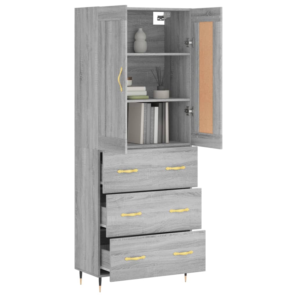 Highboard Grey Sonoma 69.5x34x180 cm Engineered Wood