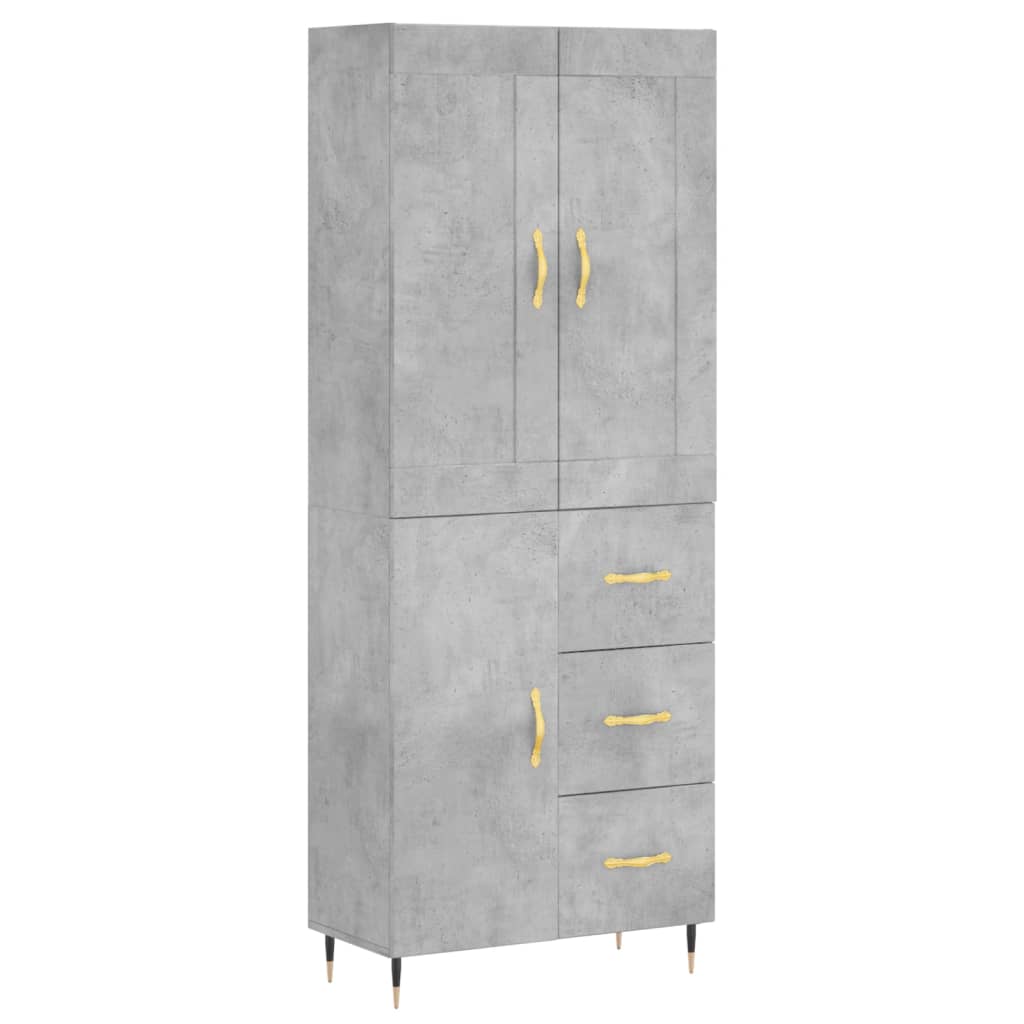 Highboard Concrete Grey 69.5x34x180 cm Engineered Wood