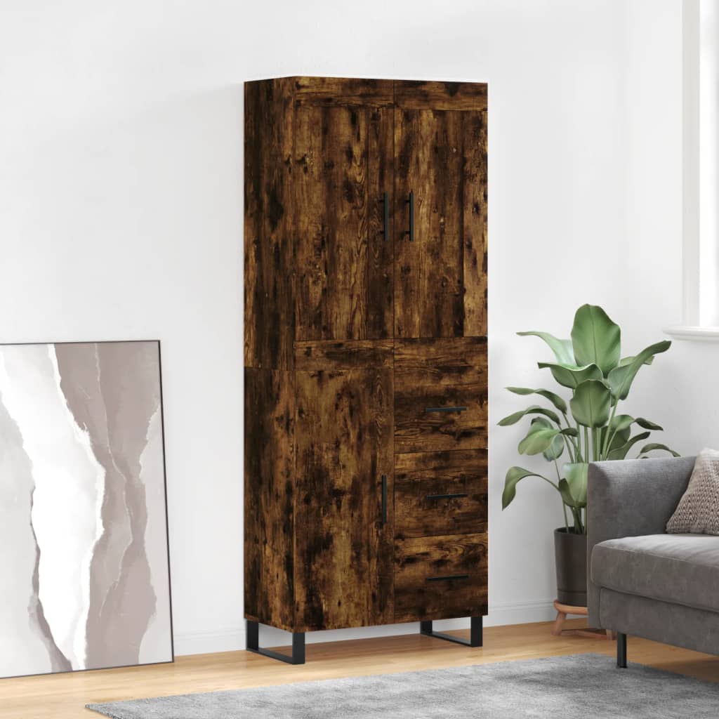 Highboard Smoked Oak 69.5x34x180 cm Engineered Wood