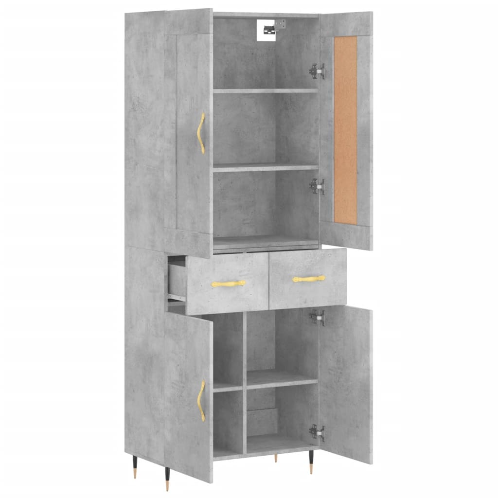 Highboard Concrete Grey 69.5x34x180 cm Engineered Wood