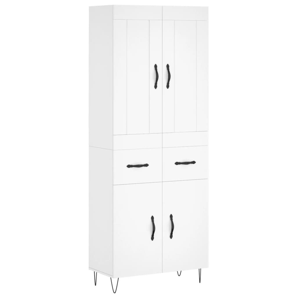 Highboard White 69.5x34x180 cm Engineered Wood