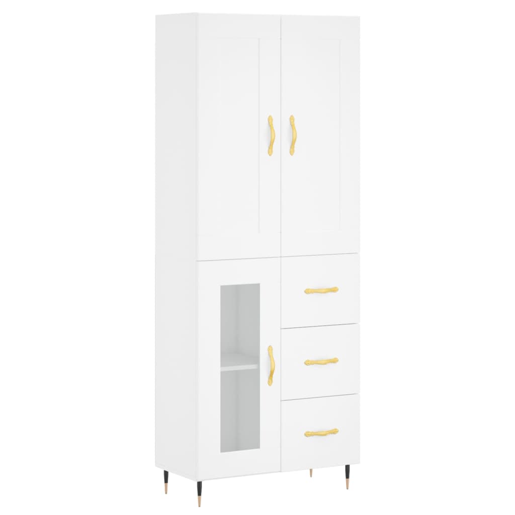 Highboard White 69.5x34x180 cm Engineered Wood