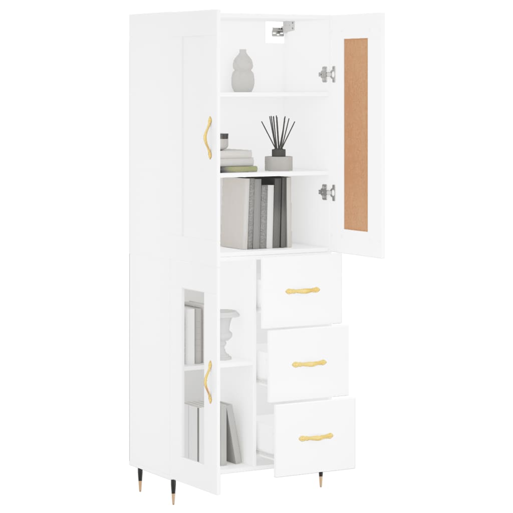 Highboard White 69.5x34x180 cm Engineered Wood