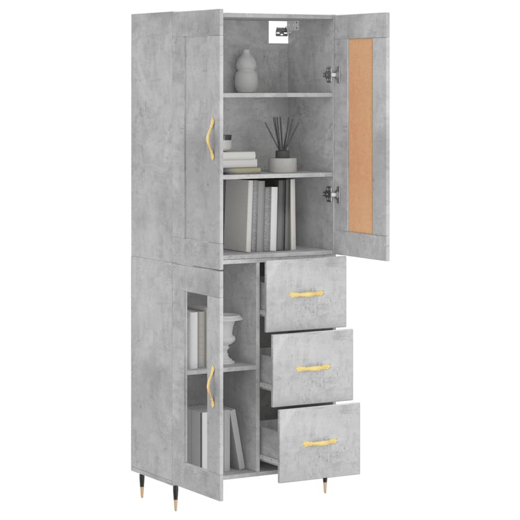 Highboard Concrete Grey 69.5x34x180 cm Engineered Wood