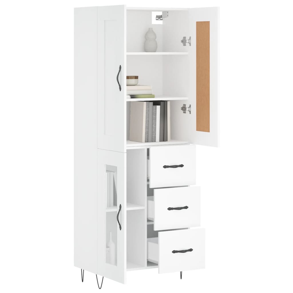Highboard White 69.5x34x180 cm Engineered Wood