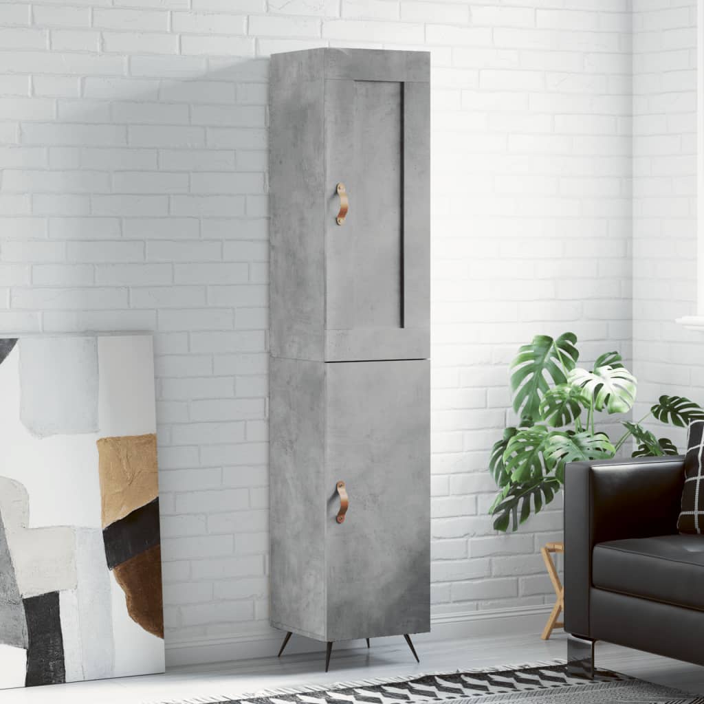 Highboard Concrete Grey 34.5x34x180 cm Engineered Wood