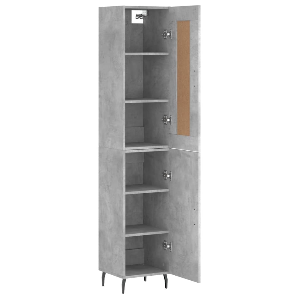 Highboard Concrete Grey 34.5x34x180 cm Engineered Wood