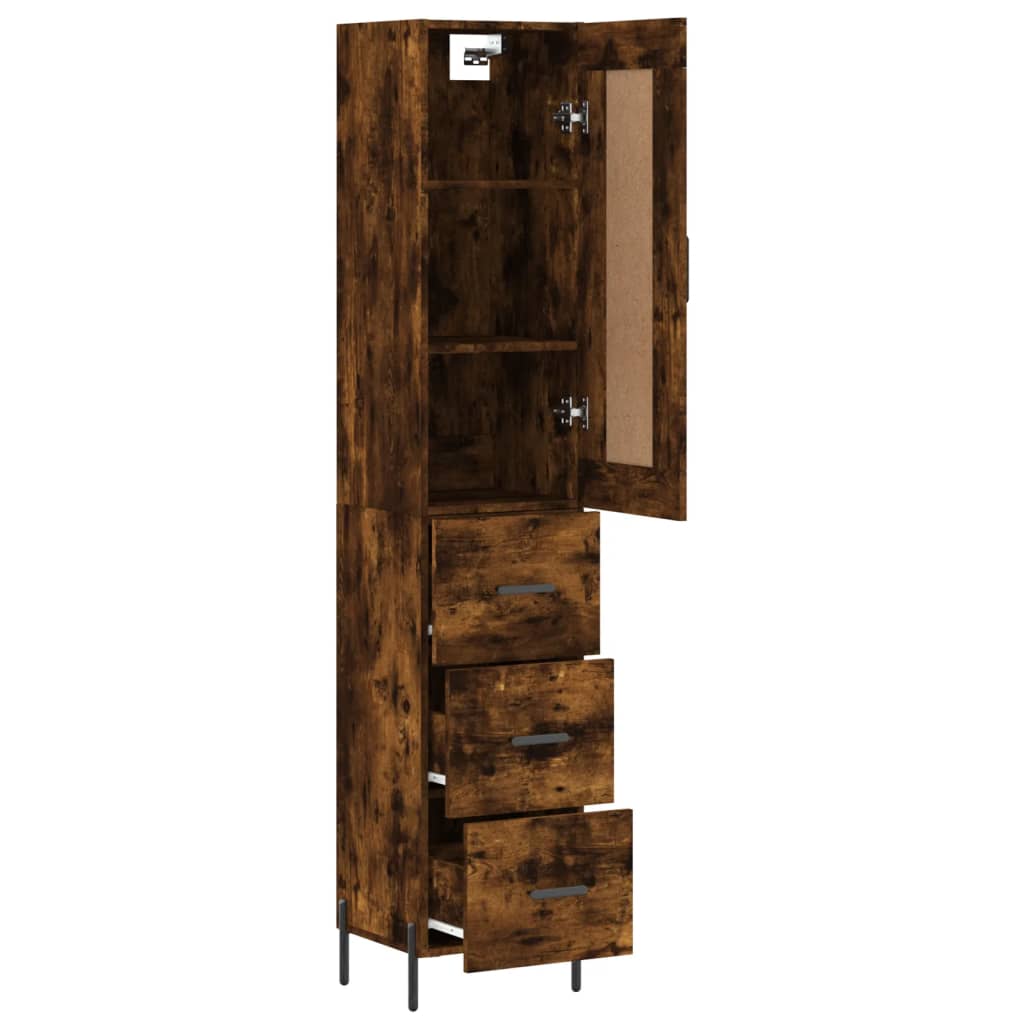 Highboard Smoked Oak 34.5x34x180 cm Engineered Wood