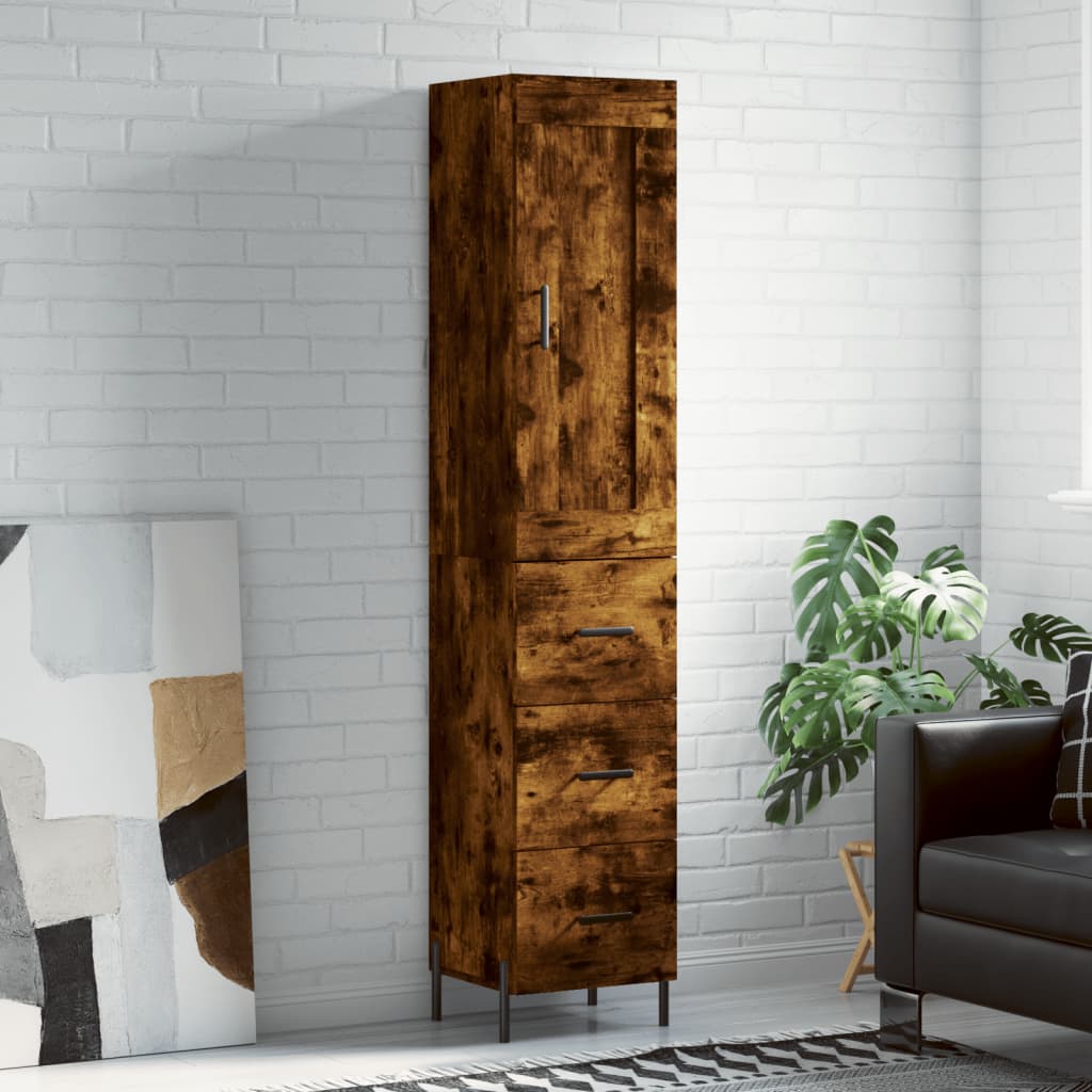 Highboard Smoked Oak 34.5x34x180 cm Engineered Wood