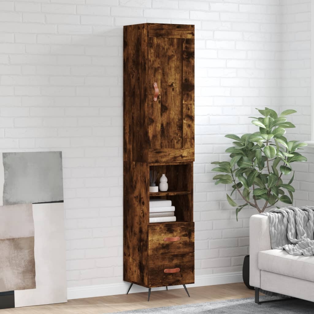 Highboard Smoked Oak 34.5x34x180 cm Engineered Wood
