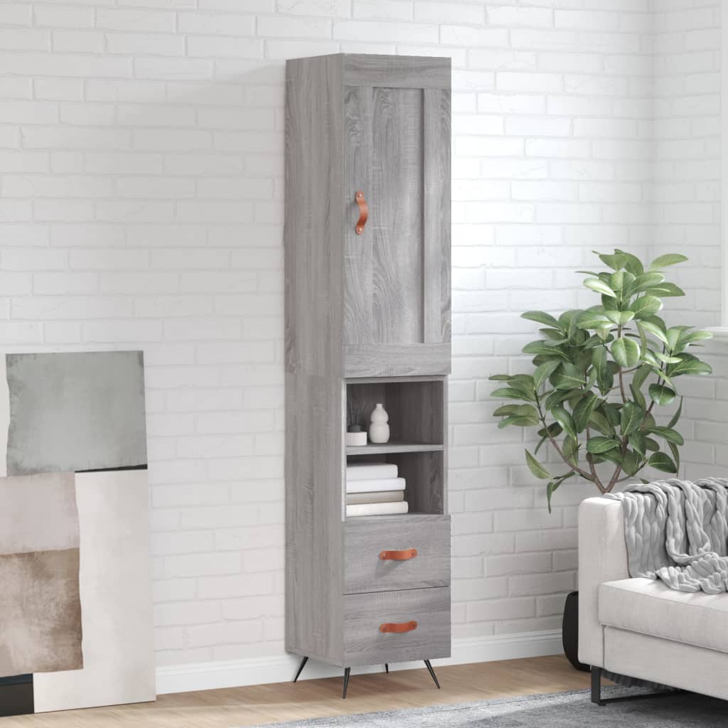 Highboard Grey Sonoma 34.5x34x180 cm Engineered Wood