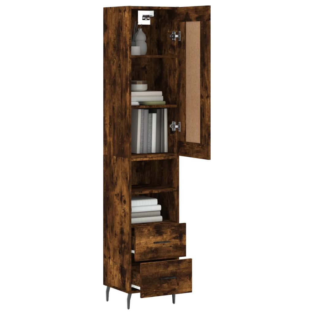 Highboard Smoked Oak 34.5x34x180 cm Engineered Wood